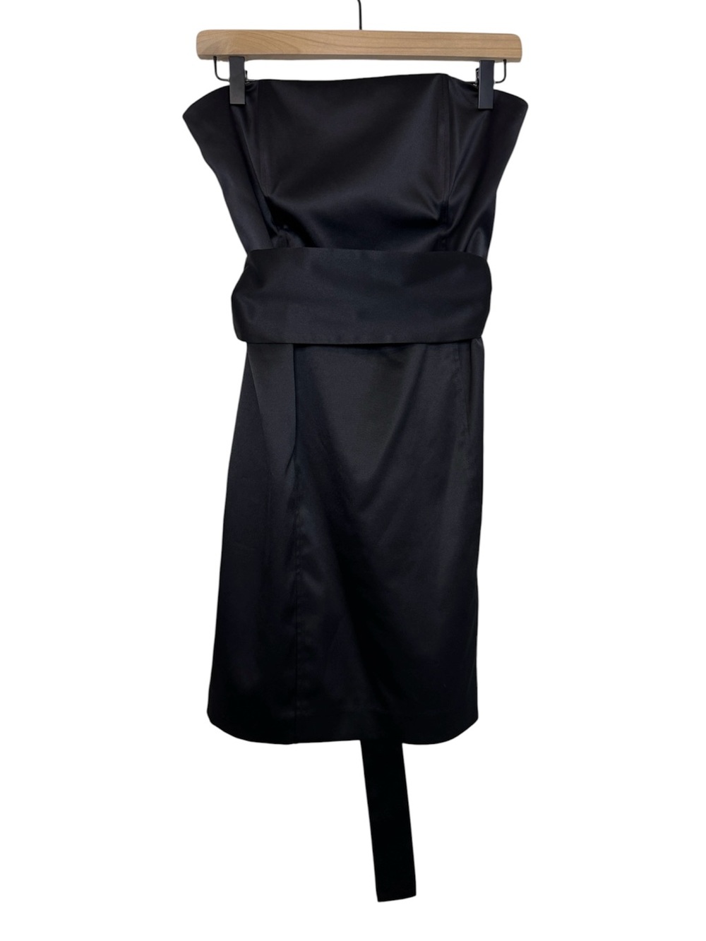 Vintage Bedo Strapless Satin Tube Cocktail Dress Size 4 Black Wedding Prom